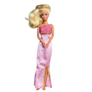 Barbie Vintage Mattel Doll with Pink Glittery Outfit EUC